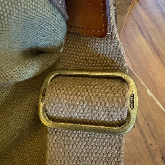 TSD Brand Canvas & Leather Crossbody Bag Olive/Brown, Earth & Style Collection - Picture 4 of 10